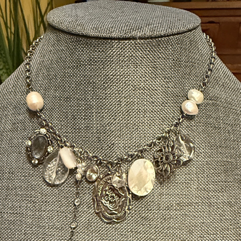 Silpada Sterling Silver MOP Pearl Charm “Enchanted” Necklace N2805